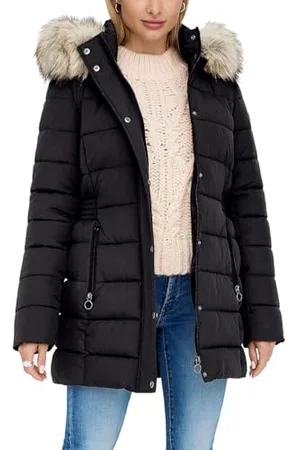 ONLY Damen Steppjacke ONLNew Luna Quilted gesteppte Damenjacke mit Fell-Kapuze 15304781, ,S