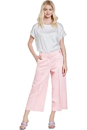 Taifun Damen Culotte aus Lyocell-Leinen-Mix Hose Freizeit verkürzt Hose unifarben 3/4 Länge 38