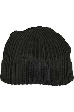 Build Your Brand Unisex BY154-Recycled Yarn Fisherman Beanie-Mütze, Black, one Size