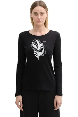 TOM TAILOR Damen Longsleeve aus Baumwolle mit Print, , XS