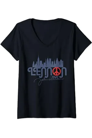 John Lennon Frieden, NYC T-Shirt mit V-Ausschnitt
