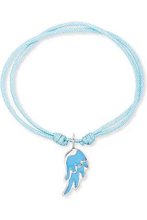 HERZENGEL Mädchen Kinder Armband aus hellblauem Nylon und einem Flügel Anhänger aus hellblauer Emaille - Ösenverschluss - längenverstellbar - nickelfrei