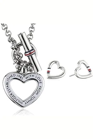 Tommy Hilfiger Halskette und Ohrringe aus Edelstahl mit Herz verziert