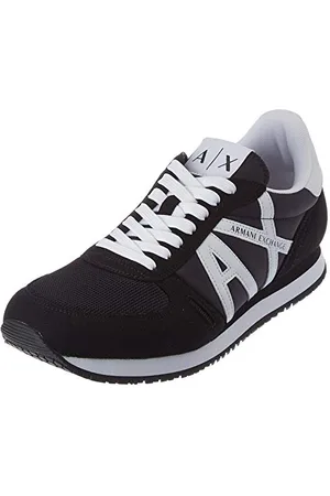 Armani Exchange Herren Rio Side Logo Sneaker, Schwarz Weiß, 39 EU
