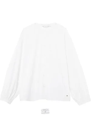 Tommy Hilfiger CRV CTN V-Neck Balloon LS Blouse Langarmblusen Damen, , 50