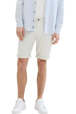 TOM TAILOR Herren Regular Fit Chino Shorts mit Stretch, white sand, 33