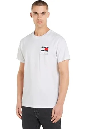 Tommy Hilfiger Herren T-Shirt Kurzarm Essential Flag Tee Slim Fit, (White), XS