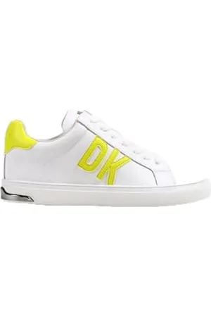 DKNY Damen Abeni Sneaker, White/Fluorescent Yellow, 37 EU