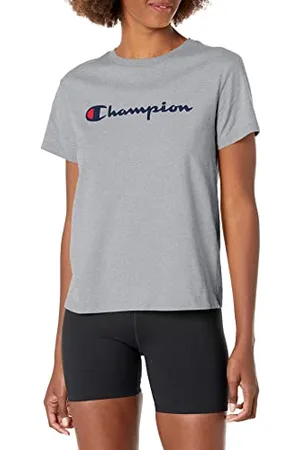 Champion Damen, Classic Short Sleeve, Lightweight Tee for Women, Script Logo (Plus T-Shirt, Grau, X-Klein