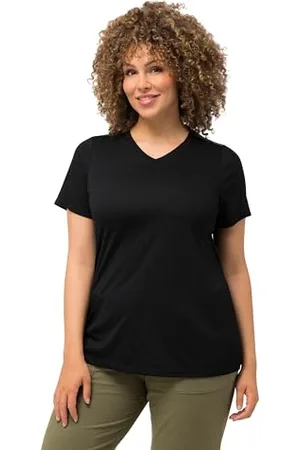 Ulla Popken Damen Funktionsshirt, antibakteriell, V-Ausschnitt, Halbarm T-Shirt, , 46-48