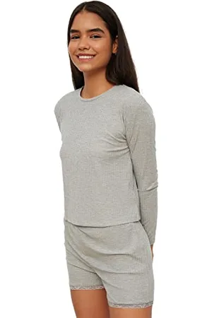 Trendyol Damen Lace Detailed Camisole Knitted Pajama Set, , XL EU