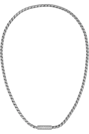 HUGO BOSS Jewelry Gliederhalskette und Gliederarmband für Herren Kollektion DORAN aus Edelstahl mit einer Gravierten Plakette