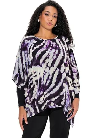Ulla Popken Damen große Größen Übergrößen Plus Size Tunika, doppellagig, Oversized, Rundhals, 3/4-Arm