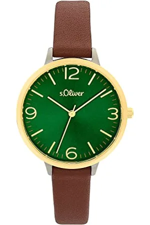 QS by s.Oliver Armbanduhr Damen Quarzuhr Analog, mit Leder Armband, Bicolor, 3 bar Wasserdicht, Kommt in Uhren Geschenk Box, 2033483