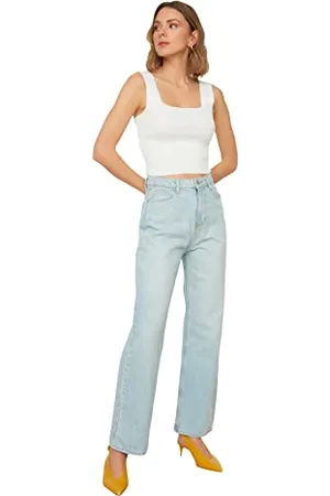 Trendyol Damen -Hohe Taille 90er Jahre Breite Beinjeans Jeans Palazzo, , 38