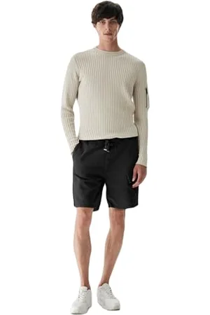 LTB Herren Shorts Modern Fit Hebono - Mittlere Taille Pull On Cargoshorts aus Baumwollmischung - Schwarz Größe M