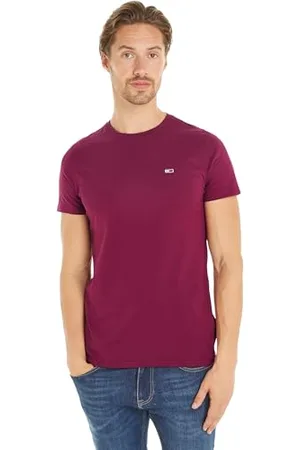Tommy Hilfiger Herren T-Shirt Kurzarm TJM Original Slim Fit, Rot (Valley Grape), XXS