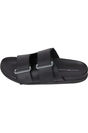 Tommy Hilfiger Herren Badeschuhe Leather Buckles Sandal Badelatschen, (Black), 40