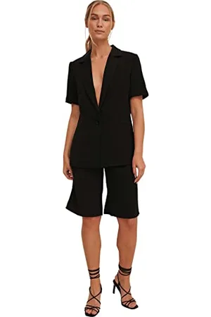 NA-KD Damen High Waist Shorts Bermuda, Black, EU 40