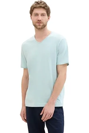 TOM TAILOR Herren Basic T-Shirt aus Baumwolle mit V-Ausschnitt, , M