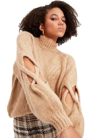 Trendyol Damen Einfarbiger Pullover mit Rundhalsausschnitt Sweatshirt, , 42