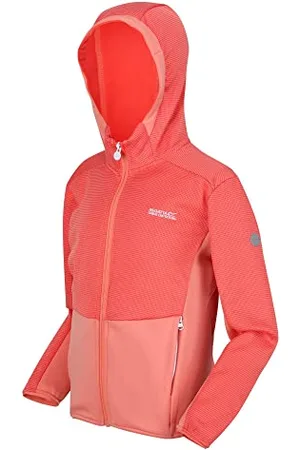 Regatta JnrHightonFZ Stretch-Fleece mit Kapuze und durchgehendem Reißverschluss für Kinder. Mit reflektierenden Details und Extol Stretch. Zum Spazieren und Wandern geeignet.