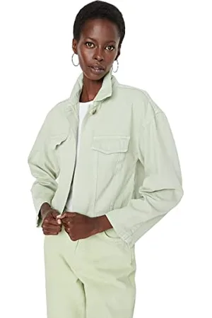 Trendyol Damen Damen Regular Standard Plain Denim Jacke Coat, , M EU