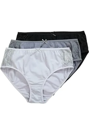 Ulla Popken Damen Midislips, 3er-Pack, Seitlich Mit Spitze Slip, , 50-52 EU