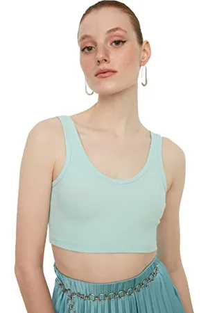 Trendyol Damen V-neck Crop Knitted Bustier, , XS EU
