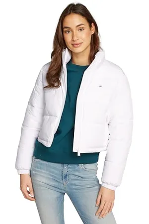 Tommy Hilfiger Damen Pufferjacke Cropped Essential Puffer Kurz, (White), S