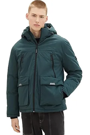 TOM TAILOR Herren Artic Winterjacke mit Kapuze, Dark Gable Green, M