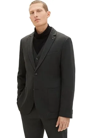 TOM TAILOR Herren Casual Sakko mit Reverskragen, Black Grey Melange, 52