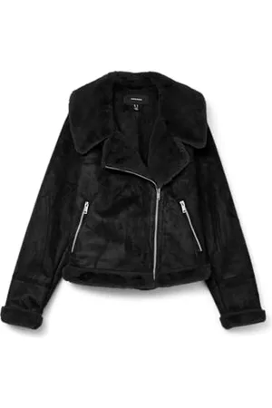 VERO MODA Damen Vmpeggy Faux Suede Jacket Boos Jacke, Black, M