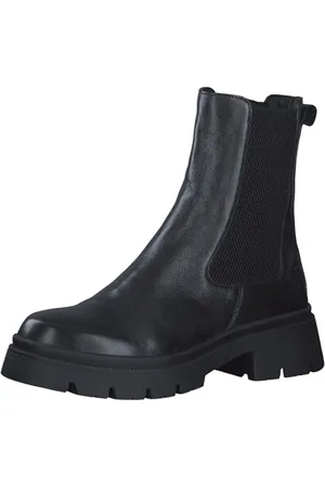 QS by s.Oliver Damen Winterstiefeletten ohne Absatz aus Leder Gefüttert, (Black), 39 EU