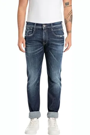 Replay Herren Jeans Anbass Slim-Fit Aged, Blau , 32W / 34L