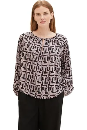 TOM TAILOR Damen Tunica Bluse mit Muster , black lilac abstract design, 44