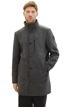 TOM TAILOR Herren 1037362 2-in-1 Wollmantel mit integrierter Innenjacke, 30500-dark Grey Black Herringbone, XXL