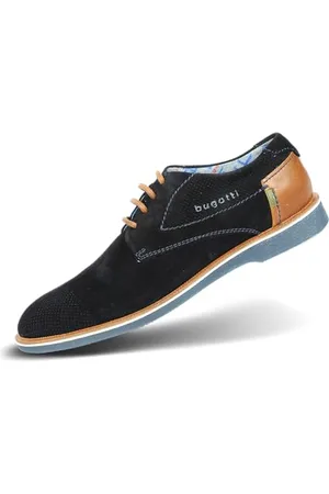 Bugatti Modischer Suede Halbschuh Lace-up aus Obermaterial echt Nubuk und Glattleder, Dark Blue, 45 EU