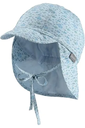 Sterntaler Schirmmütze Fische mit Nackenschutz und Bindeband für Jungen - Baby Mütze mit Ohrenklappen für Sonnenschutz - Sonnenkappe Baby aus weicher Baumwolle - , 47