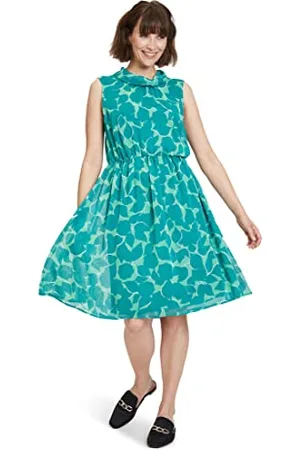 Betty & Co Damen Chiffonkleid mit 3/4 Arm Green/Green,44