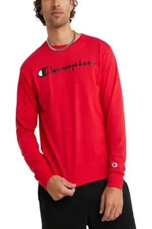 Champion Herren, Classic Long Sleeve, Comfortable, Soft for Men (Reg. Or Big & Tall) T-Shirt, , Klein