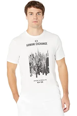 Armani Exchange Herren Round Neck, Front Print T-Shirt, , XXL