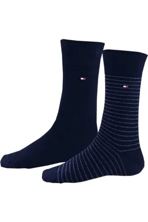 Tommy Hilfiger Herrensocken Doppelpack Uni/Ringel blau Größe 39-42