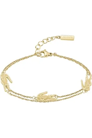 Lacoste Doppeltes Ketten-Armband für Damen Kollektion CROCODILE aus Gelbgold mit Charms in Form eines Krokodils - 2040470