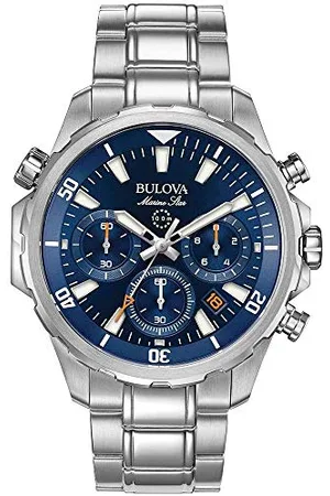 BULOVA Marine Star 96B256 - Herren Designer-Armbanduhr - Armband aus Edelstahl - wasserdicht - blaues Zifferblatt