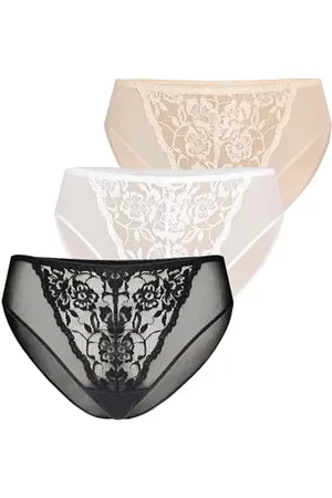 Teyli 3er Pack Unterwäsche Frauen Pantys Damen - Spitze Slips Damen-Unterhosen Damen Unterwäsche - Frauen Unterwäsche Pantys Damen Slips aus Transparentem Netz XS