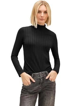 Street one Damen A320679 Langarmshirt Gerippt, Black, 42