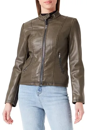 ONLY Female Kunstlederjacke Bandkragen Bikerjacke