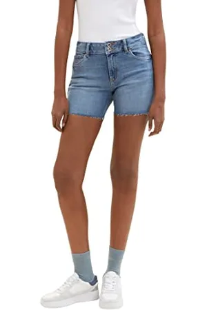 TOM TAILOR Damen 1035443 Cajsa Jeans Shorts, 10119-Used Mid Stone Blue Denim, L