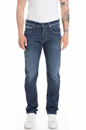 Replay Herren Jeans Grover Straight-Fit, Dark Blue 007 (Blau), 34W / 30L